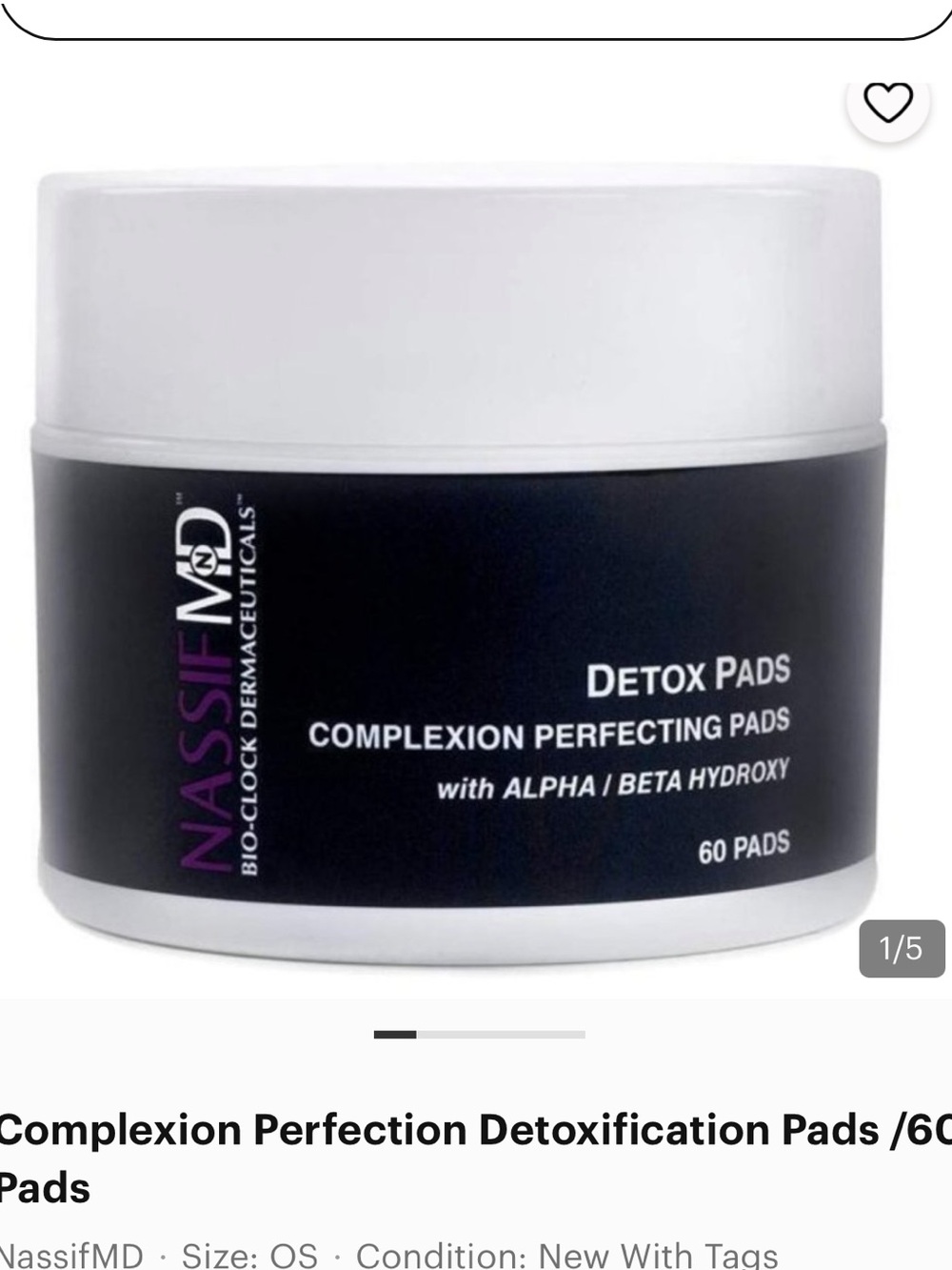 Nassif MD Detox Complexion Perfecting Pads in Black 60 pads